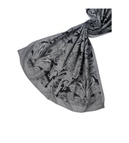 Emproyal Soft Pamuk Etnik Desen Şal (Açık Gri - Siyah)