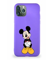 Apple iPhone 11 Pro Soft Premier Kapak Mickey Mouse-A Tasarımlı Silikon Kılıf - Mor (Şeffaf)