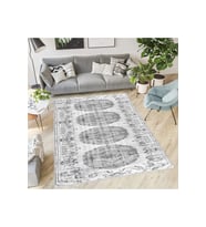 Rovigo Home Dijital Baskı Yıkanabilir Kaymaz Taban Salon Halısı RVG1864-SD019 (Gri)