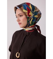 Çiçek Desen %100 Twill İpek Eşarp BE13