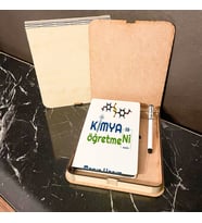 Kimya Öğretmenine Hediye Ahşap Kutulu Defter Kalem Set 001