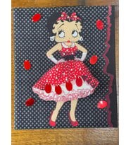 24X20 CM PUANTİYELİ BETY KIZ 3 BOYUTLU KABARTMA APLİKE ARMA YAMA DİKİŞ AKSESUARI