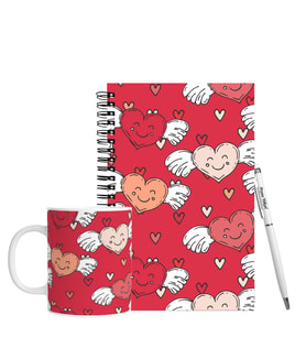 Sevgililer Gününe Özel Ahşap Defter Kalem & Kupa Hediye Seti