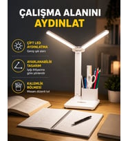 Kısılabilir LED Masa Lambası – Kalemlik ve Telefon Standlı, Göz Yormayan Işık Yeni Nesil