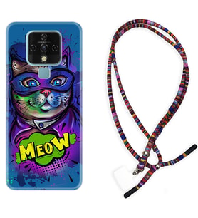 Tecno Camon 16 18P Pova Kılıf Boyun Asklı Rasta Silikon Super Meow 1715