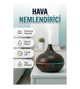 BN01 550ML Uçucu Yağ Difüzörlü LED Işıklı Hava Nemlendirici