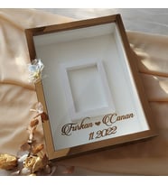 30x40 Cm Ledli Bronz Pleksi Kaplı Fotoğraf Bölümlü Tasarım Gül Kutusu Anı Çerçevesi! Ayna Çerçeve!(Fotoğraf Hediye)