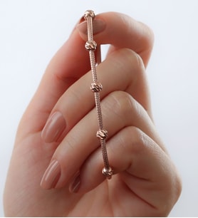 Saklı Takı 925 Ayar Gümüş Örgü Zincir Dorika Bileklik ( Rose Gold )
