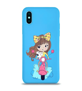Apple iPhone XS Max Uyumlu Lansman Kılıf Vespagirl Tasarımlı Altı Kapalı İçi Kadife Kaplı  Kapak (Şeffaf)