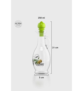 Renga Kibele Desenli 250 ml Siyah Kapaklı Cam Yağlık 152043 (Yeşil)