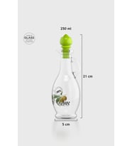Renga Kibele Desenli 250 ml Siyah Kapaklı Cam Yağlık 152043 (Yeşil)