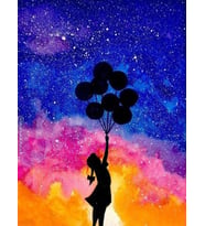 Uçan Balonlar Sayılarla Boyama Seti 40x50 cm (Tuvale Gerili)