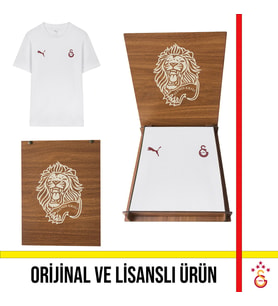 Galatasaray Lisanslı Puma Logolu ve Armalı Beyaz Tişört Aslan Ahşap Kutulu 78290720