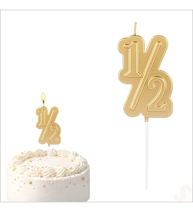 1/2 Yarım Yaş Doğum Günü Mumu, 12 cm - Altın