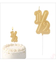 1/2 Yarım Yaş Doğum Günü Mumu, 12 cm - Altın