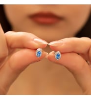 925 Ayar Gümüş Aquamarine Taşlı Oval Küpe