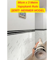 90cmx 3 Metre Mermer Şerit Desenli Rulo Kendinden Yapışkanlı Duvar Paneli Kağıdı CYCZT00186