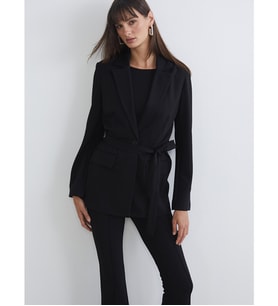 LCW Vision Siyah Beli Kuşaklı Kadın Blazer Ceket