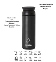 Kişiye Özel Rainbow Paslanmaz Çelik Termos 500 ml (8 SAATE KADAR SICAK/SOĞUK TUTMA) & Fotoğraflı (Siyah)