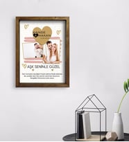 BK Gift Kişiye Özel Fotoğraflı Mesajlı Doğal Masif Ahşap Çerçeveli Tablo 45x65cm-2