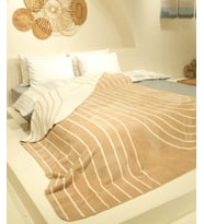 Koza Home Twin Battaniye Soft Pamuklu Çift Kişilik Battaniye Kahve Krem 200 x 220 5028A
