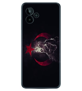 General Mobile GM 24 Pro Kılıf Resimli Desenli Baskılı Silikon Kurt ve Ay Yıldız 1403