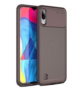Samsung Galaxy M10 Kılıf Esnek Soft Karbon Tasarım Legion Serisi (Kahverengi)
