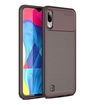 Samsung Galaxy M10 Kılıf Esnek Soft Karbon Tasarım Legion Serisi (Kahverengi)