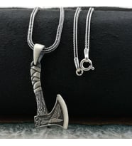 Balta Tasarımlı Kalın Zincirli 925 Ayar Gümüş Kolye 60 CM