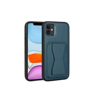 Apple iPhone 11 Uyumlu Kılıf Kartlıklı Standlı Pu Deri Zore Memo Kapak (Lacivert)