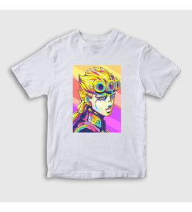 Presmono Unisex Çocuk Beyaz Giorno Giovanna Anime Jojo T-Shirt 321309tt