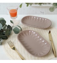 Keramika Mat Toprak Taupe Badem Kayık Tabak 25 Cm 2 Adet 977