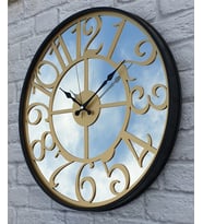 Markakanvas Metal Kasa AYNALI Duvar Saati  ( Çap 50 cm -Çap 80 cm ) (Altın)