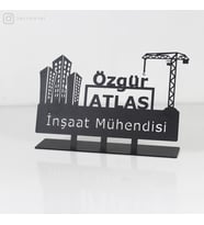 İnşaat Mühendisi Masaüstü İsimlik - Metal Masa İsimliği - Hediye Ofis İsimlik