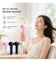 Mini El Fanı - Ayarlanabilir Hız - Dijital Gösterge - 5W - Karışık Renk