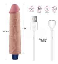 23.7 cm USB Şarjlı Yeni Nesil Realistik Testissiz Titreşimli Ten Dildo Penis