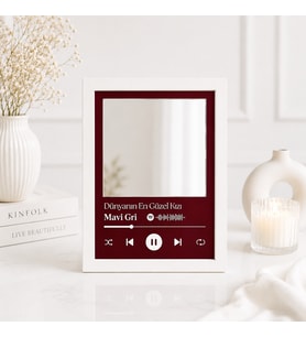 Dünyanın En Güzel Kızı Aynalı Spotify Çerçeve – Kişiye Özel 13x18 cm (Siyah Beyaz) Hediye Fotoğraf Baskısı