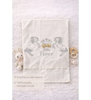 %100 Pamuklu Gümüş Atlı Prince Bebek Battaniyesi - Yumuşak Puset & Bebek Ar