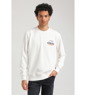 Bisiklet Yaka Ekru Slim Fit Sweatshirt 23FWM60158