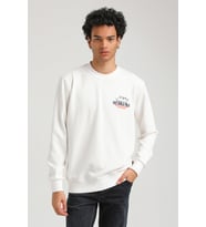 Bisiklet Yaka Ekru Slim Fit Sweatshirt 23FWM60158