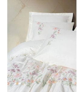 3D Nakışlı Çift Kişilik Saten Nev Takımı Zephy Ekru