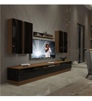 Decoraktiv Trendstyle 8DS Slm Tv Ünitesi Tv Sehpası - Ceviz Siyah (Siyah - Ceviz)