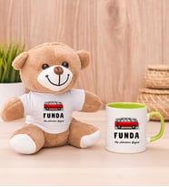 Kişiye Özel Vosvos Minibüs Tasarımlı Peluş Ayı ve Yeşil Kupa