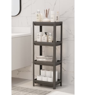 4 Katlı Banyo Raf Ünitesi Siyah Banyo Düzenleyici