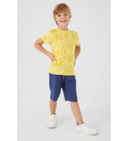 Roly Poly 3027 Traveler Erkek Çocuk Kısa Kollu Şortlu Pijama Takım (Sarı)