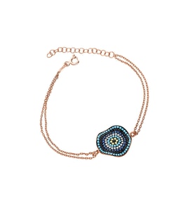 Papatya Silver 925 Ayar Gümüş Dalgalı Nazar Bileklik (Rose)