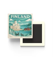 Finlandiya - Finland - Paper Cut Art - Baskılı Buzdolap Magneti Kare - 9x9 cm