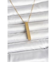 316L Çelik Gold Renk Ayetel Kürsi Yazılı Bar Çubuk Kolye 5886 - LOHO7233-6901