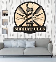 Kişiye Özel Kuaför Berber Temalı Ahşap Duvar Tablo