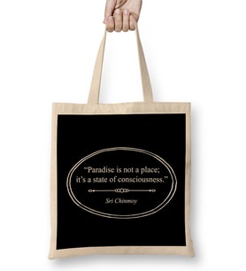 Mindfulness Sri Chinmoy Quote Bez Çanta Uzun Saplı